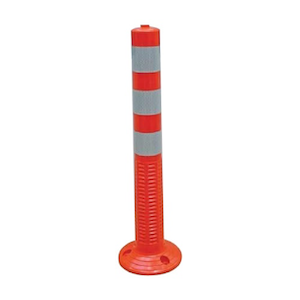 Safety Road Pole 120 cm | Flexible Delineator Post with Reflective Bands & Rubber Base | Lane Separator for Parking/Highways